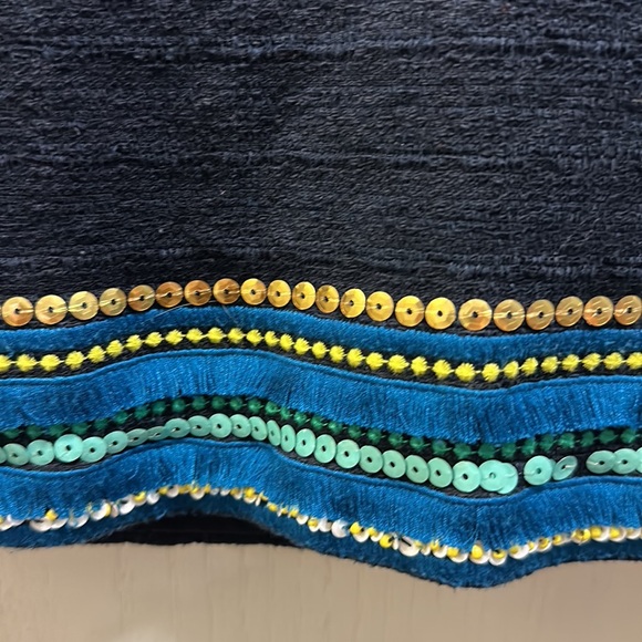 Talbots Womens Pencil Skirt SZ 8 Navy Blue Sequin Fringe Embellished Knee Length - Picture 12 of 13